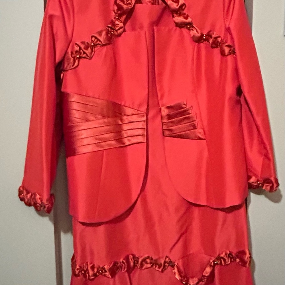 Elegant Red Satin Dress Suit by ASHRO